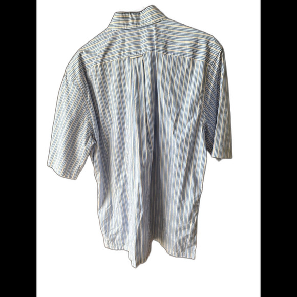 FACONNABLE short sleeve shirt,side pocket Size Large Blue/White/orange - Picture 6 of 6